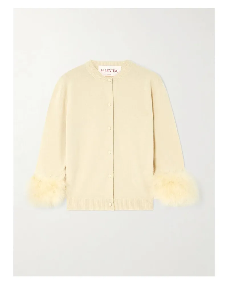 Valentino Garavani Cardigan Aus Wolle Mit Federn - Neutral Neutral