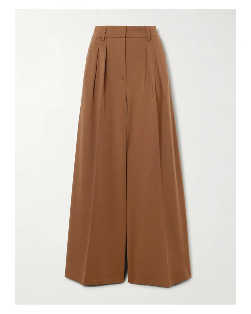 Max Mara Natale Bundfaltenhose Mit Weitem Bein Aus Woll-jersey - Braun Braun