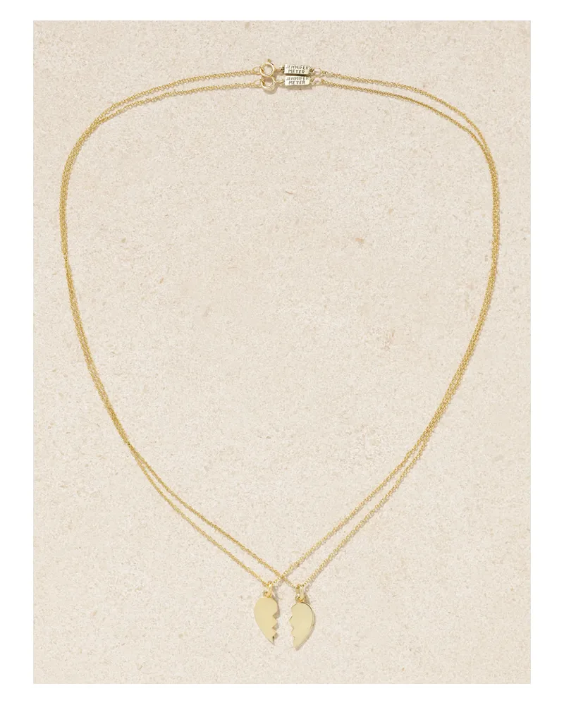 Jennifer Meyer Set Aus Zwei Mini Piece Of My Heart Ketten Aus 18 Karat Gold Gold
