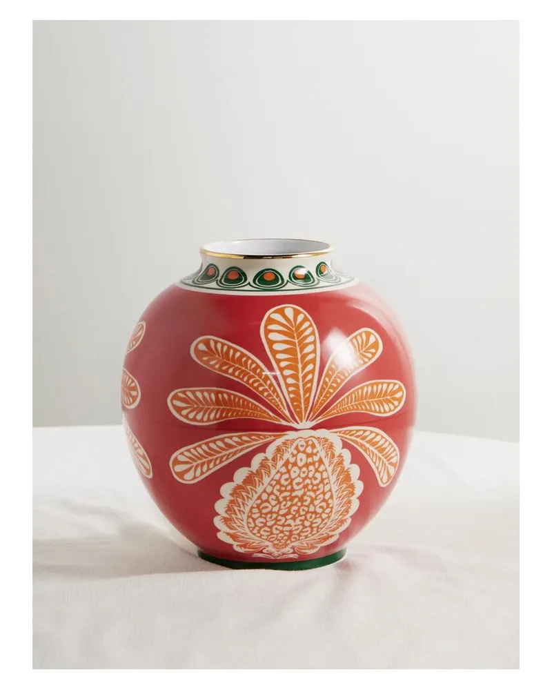 La DoubleJ Bubble Vase Aus Porzellan Mit Vergoldeten Details - Rot Rot