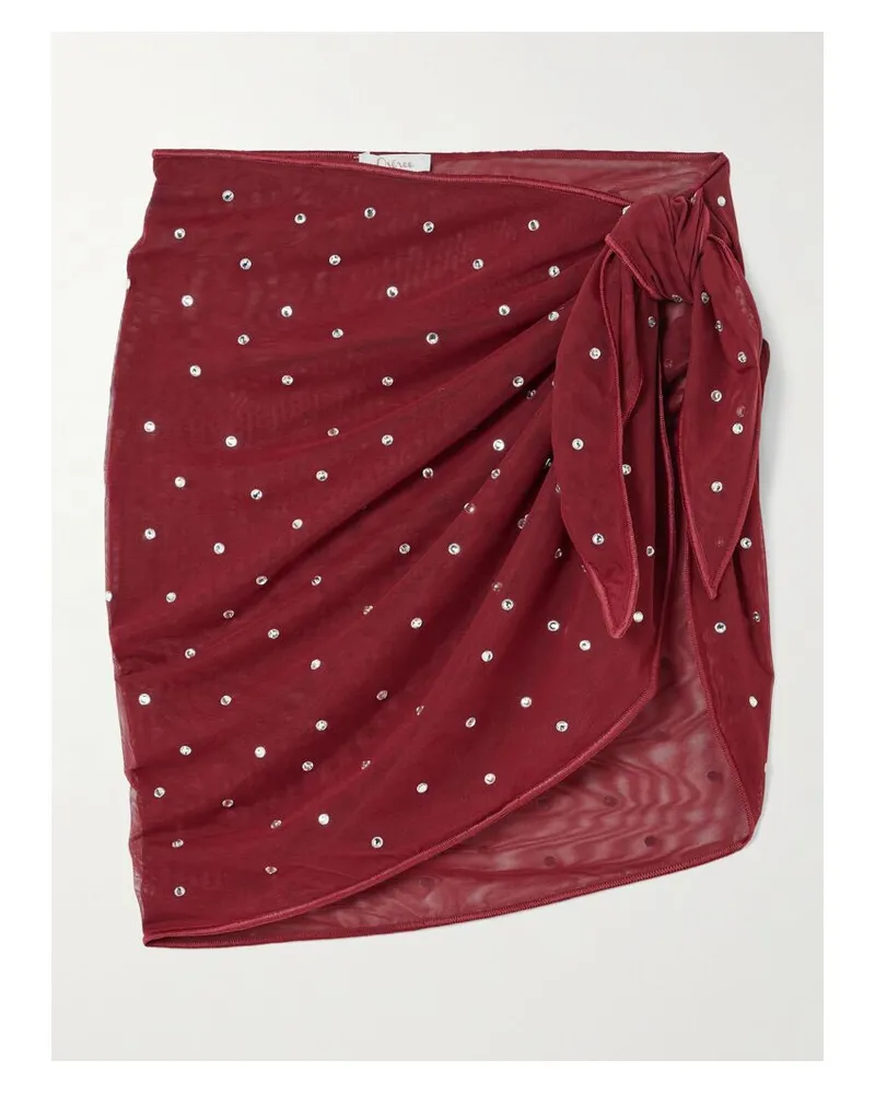 Oséree Pareo Aus Stretch-mesh Mit Kristallen - Rot Rot