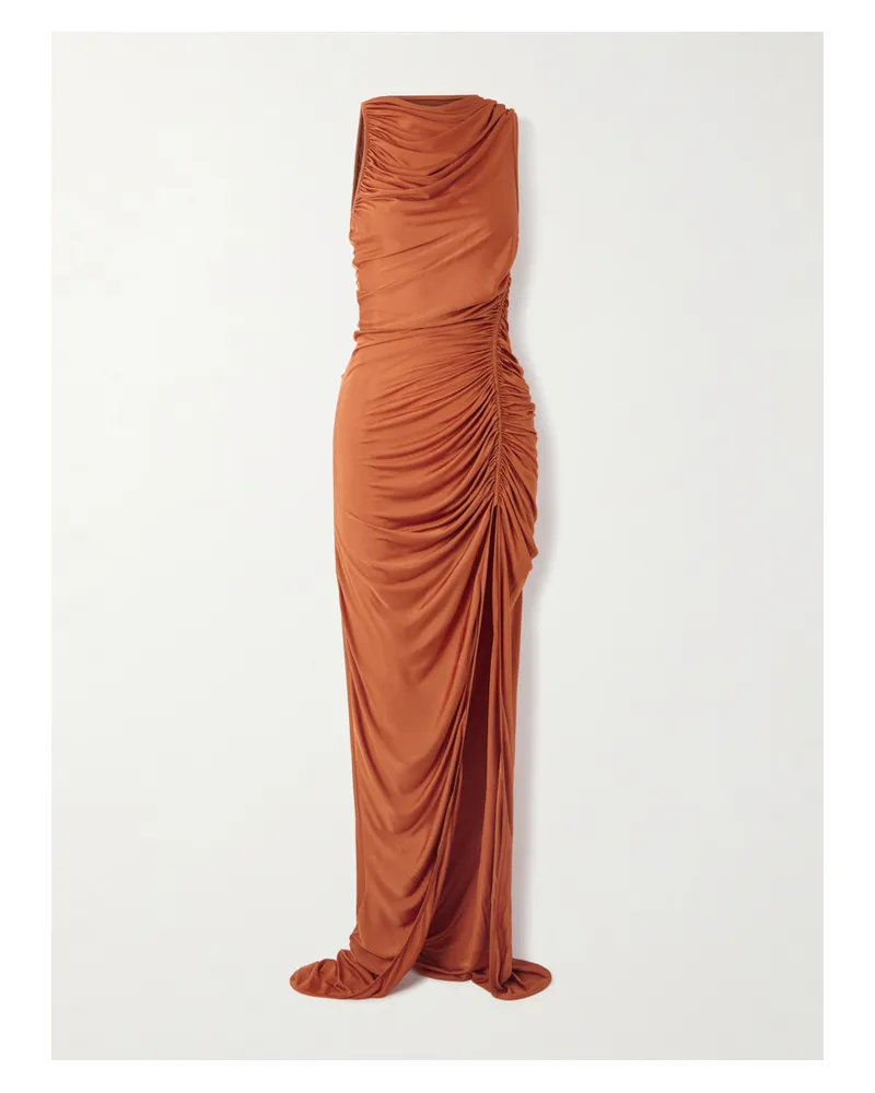 Rick Owens Svita Robe Aus Glänzendem Jersey Mit Raffungen - Orange Orange