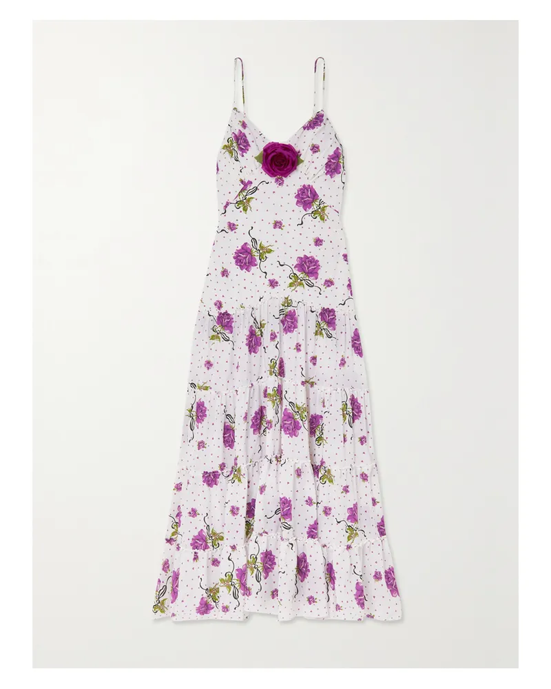 Rodarte Maxikleid Aus Bedrucktem Crêpe De Chine Aus Seide Mit Applikation - Lila Lila
