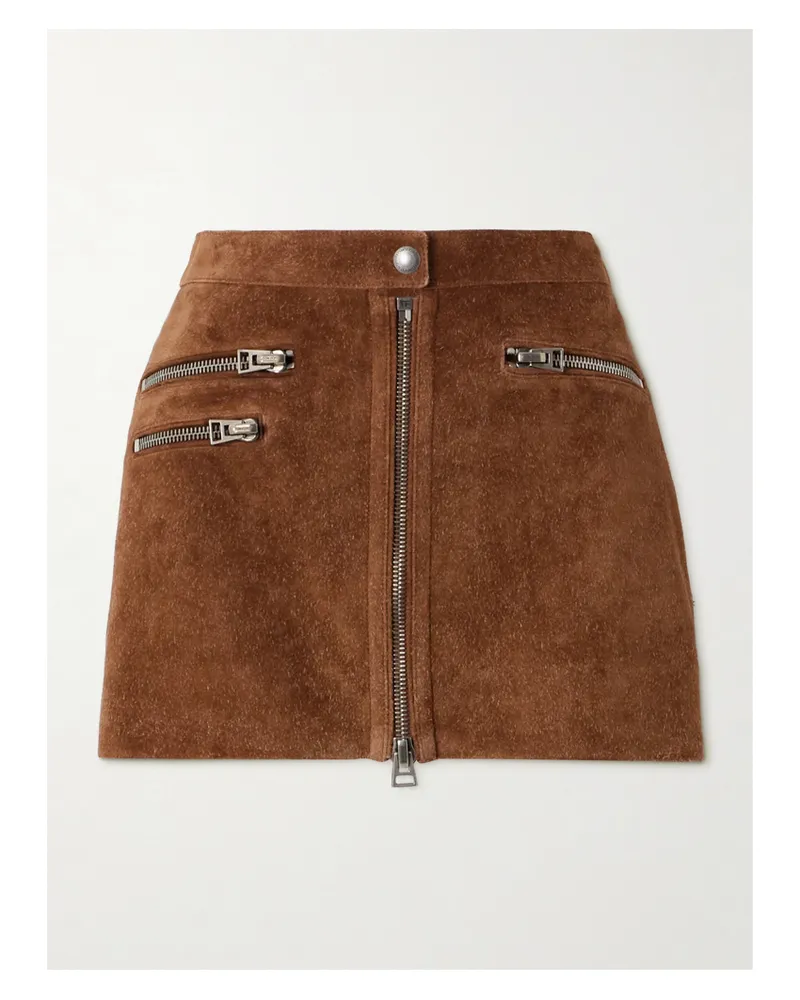 Tom Ford Minirock Aus Veloursleder Mit Reißverschlüssen - Braun Braun