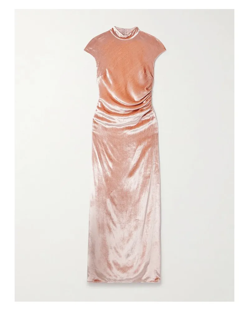 STAUD Tina Robe Aus Gerafftem Samt Mit Freier Rückenpartie - Pink Pink