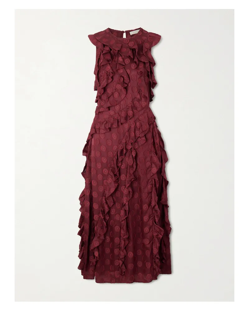 Ulla Johnson Kavita Midikleid Aus Jacquard Aus Einer Seidenmischung - Burgunder Burgunder