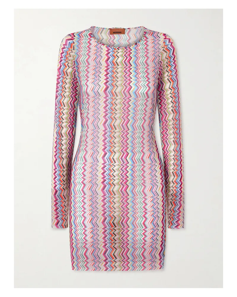Missoni Minikleid Aus Gestreiftem Stretch-jersey - Pink Pink