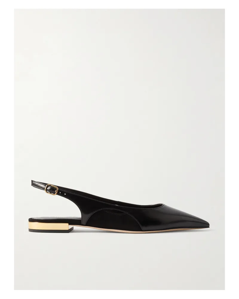 Chloé Saada Flache Slingback-schuhe Aus Leder Mit Velourslederbesätzen - Schwarz Schwarz