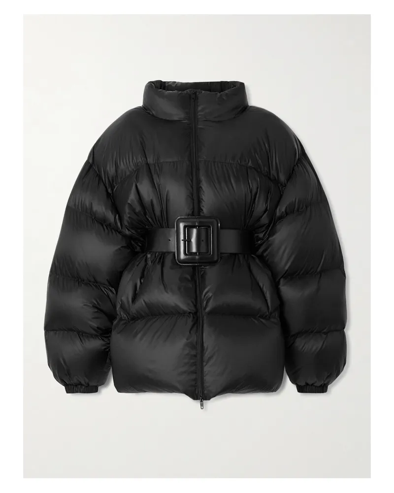 Balenciaga Hourglass Belted Quilted Shell Down Jacket - Black Black