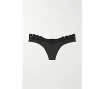 Fits Everybody Lace-trimmed Stretch-jersey Thong – Onyx – String aus Stretch-jersey