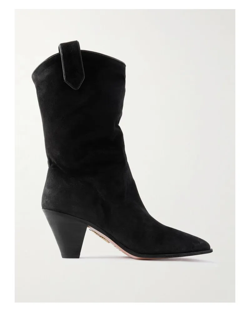 Aquazzura Boogie 70 Ankle Boots Aus Veloursleder - Schwarz Schwarz