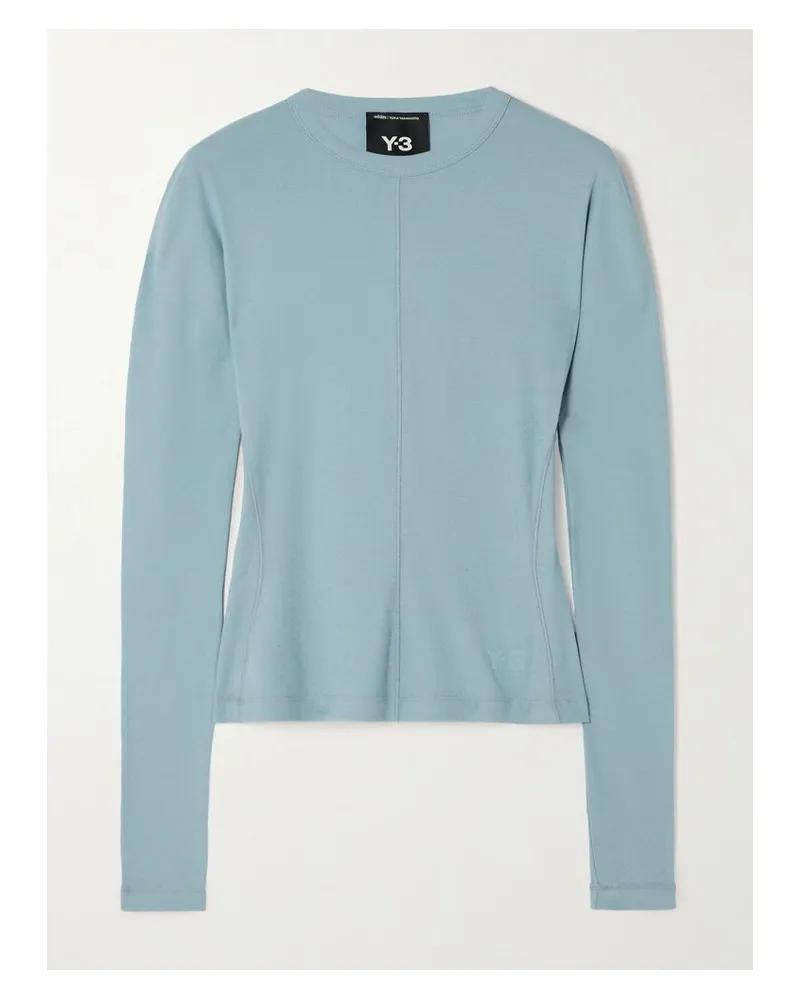 adidas Y-3 Oberteil Aus Biobaumwoll-jersey - Blau Blau
