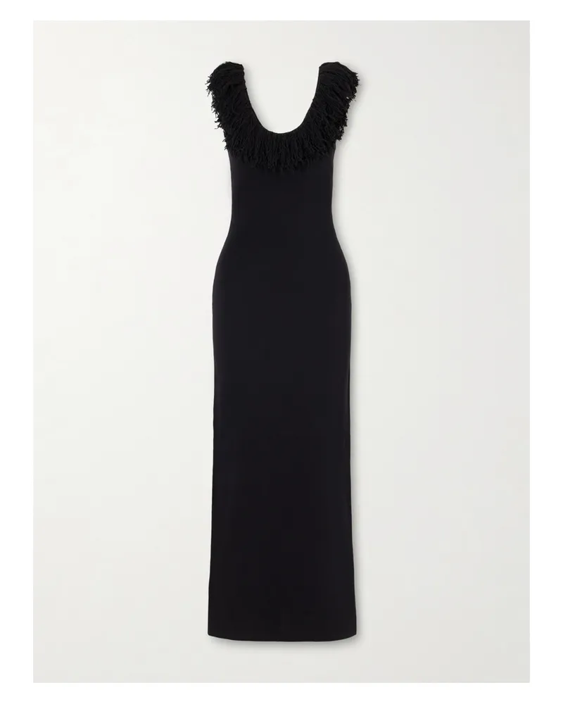 SIR Marcelline Fringed Stretch-knit Maxi Dress - Black Black