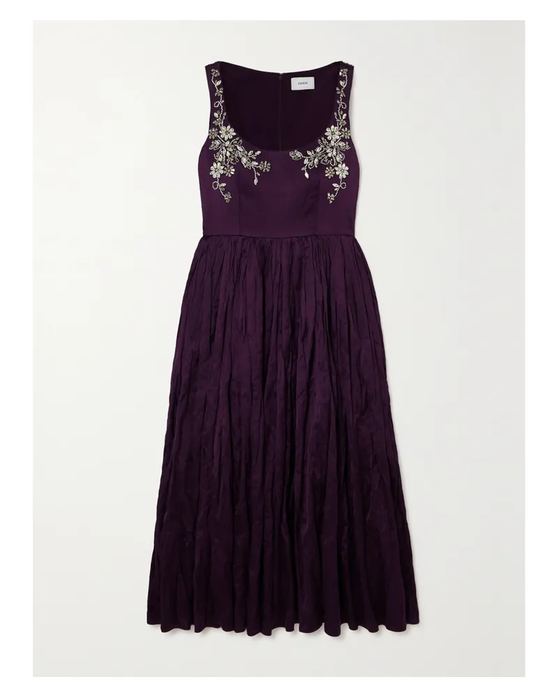 Erdem Midikleid Aus Satin Mit Verzierungen Und Pailletten - Burgunder Burgunder