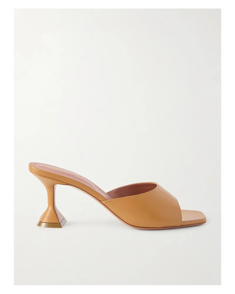Amina Muaddi Lupita Leather Mules - Brown Brown