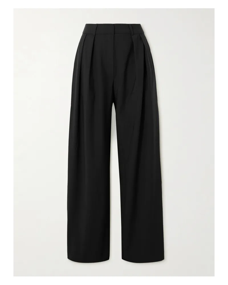 FRANKIE Shop Ripley Hose Mit Weitem Bein Aus Crêpe Mit Falten - Schwarz Schwarz