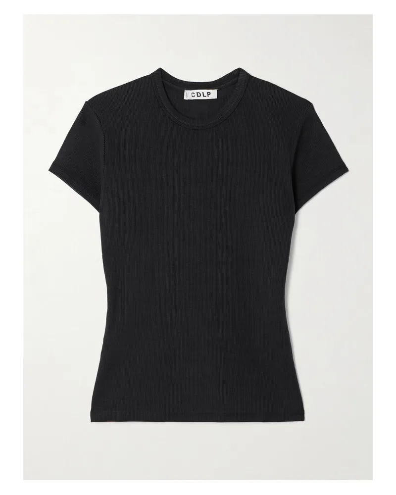 CDLP T-shirt Aus Einer Gerippten Stretch-lyocell-baumwollmischung - Schwarz Schwarz
