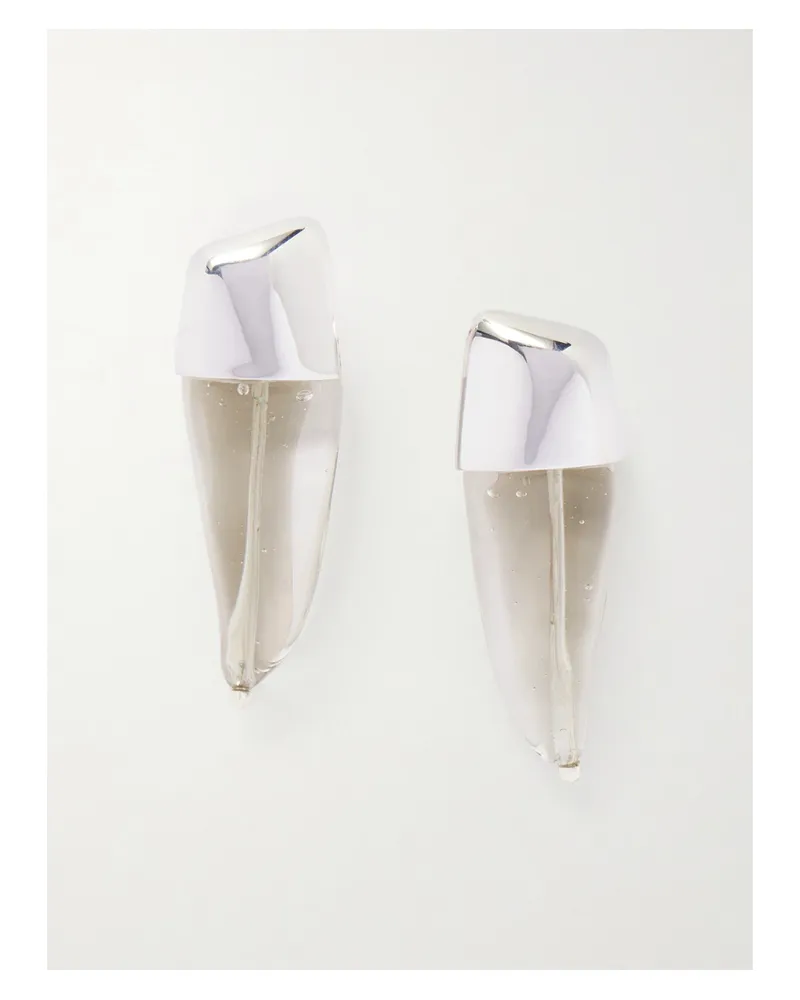 Bottega Veneta Silver-tone And Glass Earrings Silver