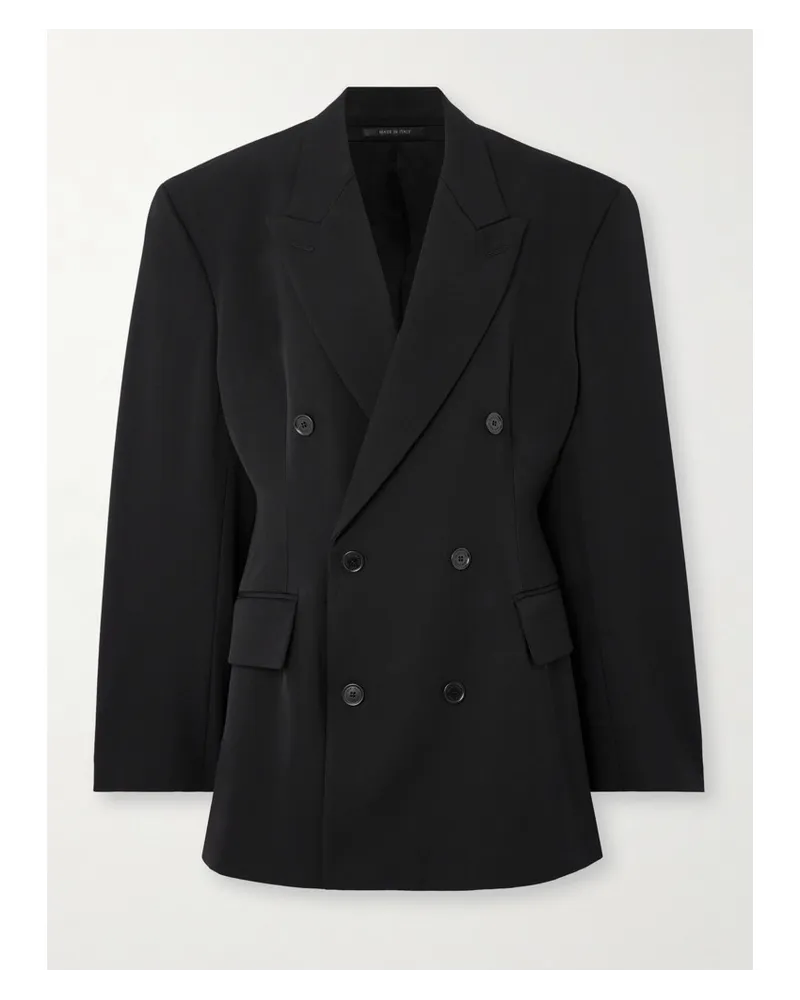 Balenciaga Barathea Doppelreihiger Blazer aus Grain De Poudre aus Wolle Schwarz