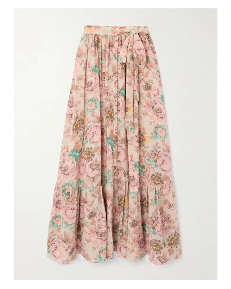 Chloé Maxirock Aus Crêpe De Chine Aus Seide Mit Blumenprint Und Bindegürtel - Pink Pink