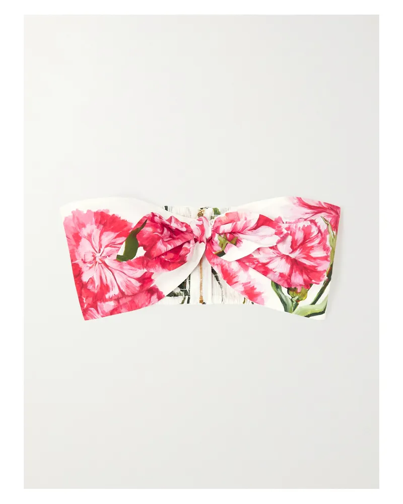 Dolce & Gabbana Trägerloses Bustier Aus Baumwollpopeline Mit Blumenprint - Pink Pink