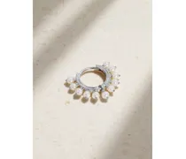 8 Mm Creole Aus 14 Karat Weißgold Mit Perlen