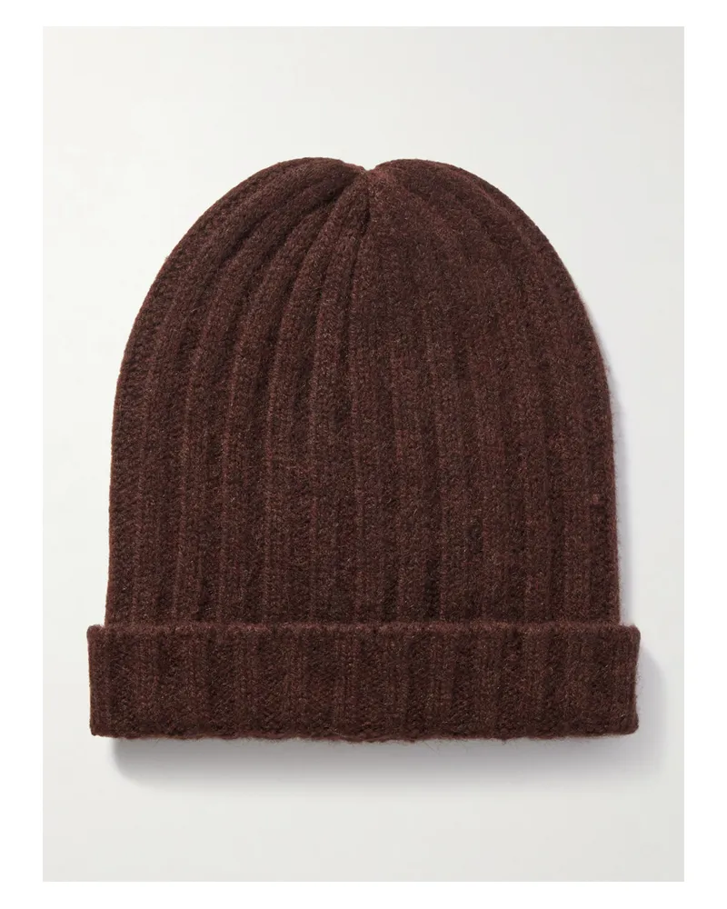 The Elder Statesman Ranger Beanie Aus Kaschmir In Rippstrick - Braun Braun