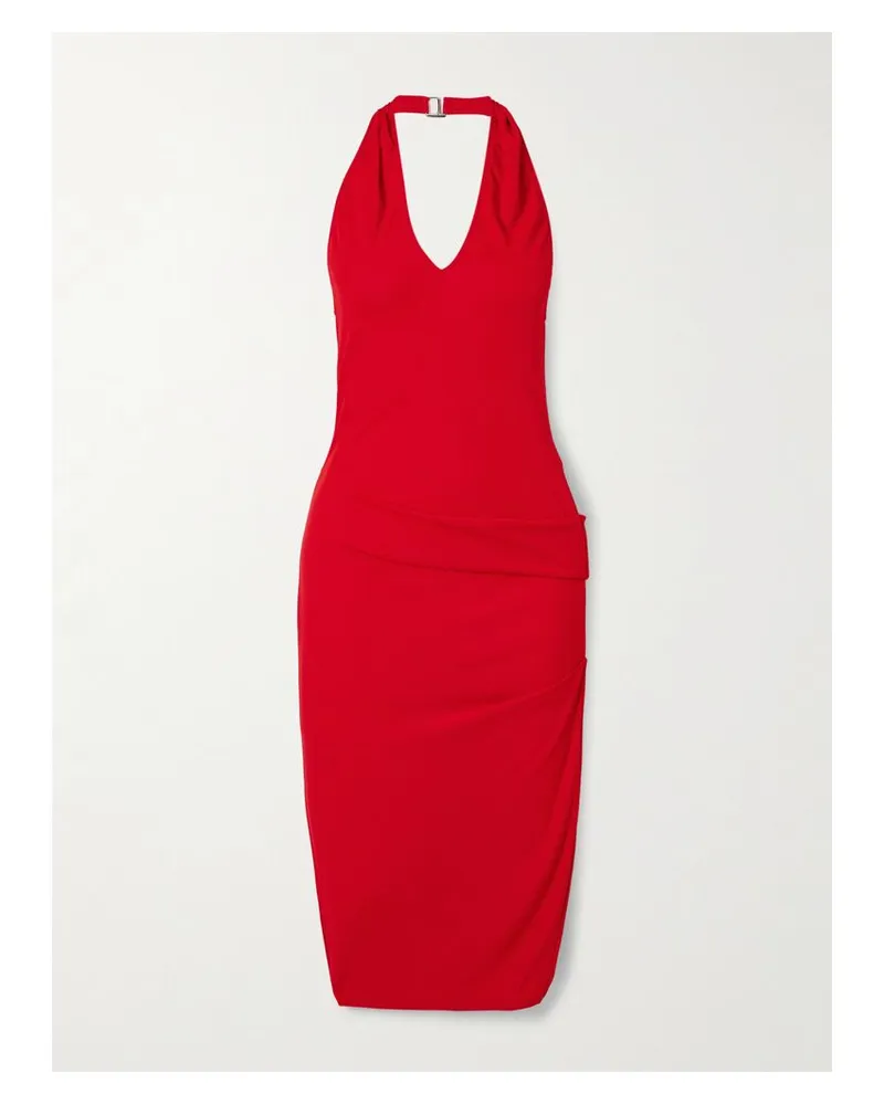 Jacquemus Pasadena Neckholder-midikleid Aus Gerafftem Crêpe - Rot Rot
