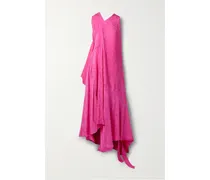 Balenciaga Asymmetrisches Maxikleid aus Glänzendem Jacquard Pink