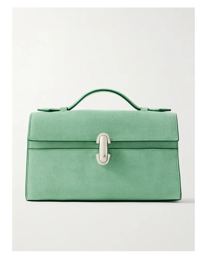 SAVETTE Symmetry Pochette Suede Tote - Blue Blue