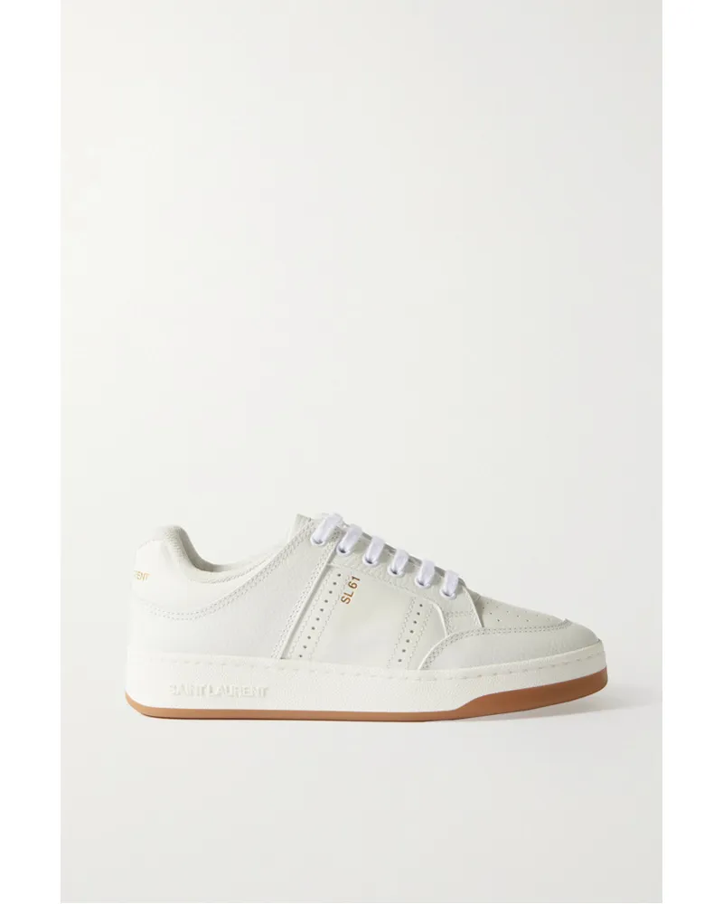 Saint Laurent Sl61 Sneakers aus Glattleder und Strukturiertem Leder Weiß