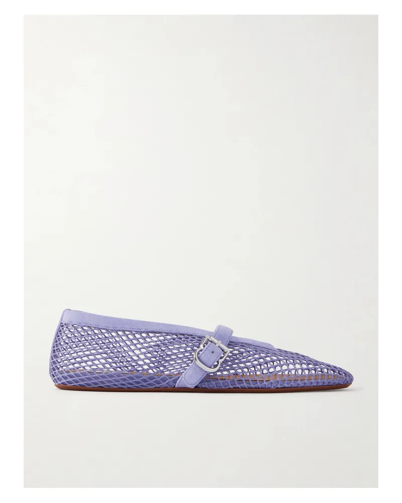 Alaïa Suede-trimmed Fishnet Ballet Flats - Purple Purple