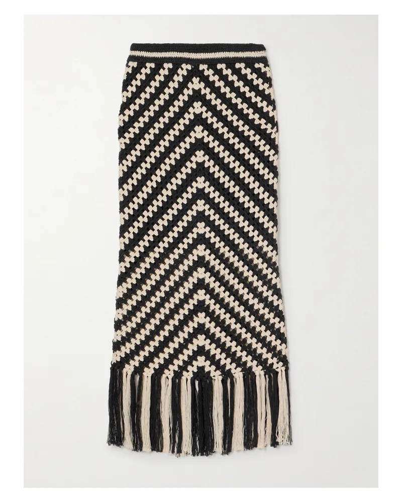 Zimmermann Halliday Maxirock Aus Gehäkelter Baumwolle Mit Fransen - Schwarz Schwarz