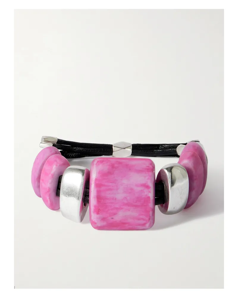 Isabel Marant Paradise Armband Mit Leder, Harz Und Silberfarbenen Details - Pink Pink