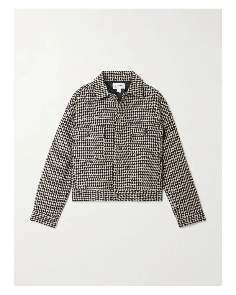 Frame Denim Jacke Aus Tweed Mit Hahnentrittmuster - Schwarz Schwarz