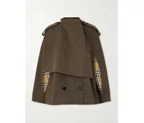 Doppelreihiges Cape Aus Baumwollgabardine - Grün