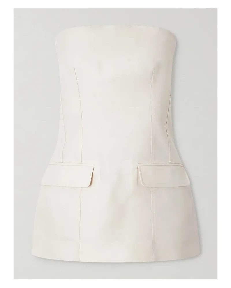Totême Strapless Darted Wool And Silk-blend Crepe Bustier Top - Ecru Ecru