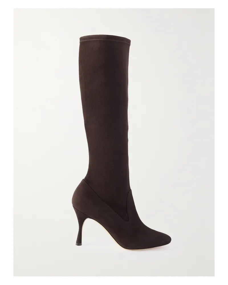 Manolo Blahnik Pamfilo 90 Kniehohe Stiefel Aus Veloursleder - Braun Braun