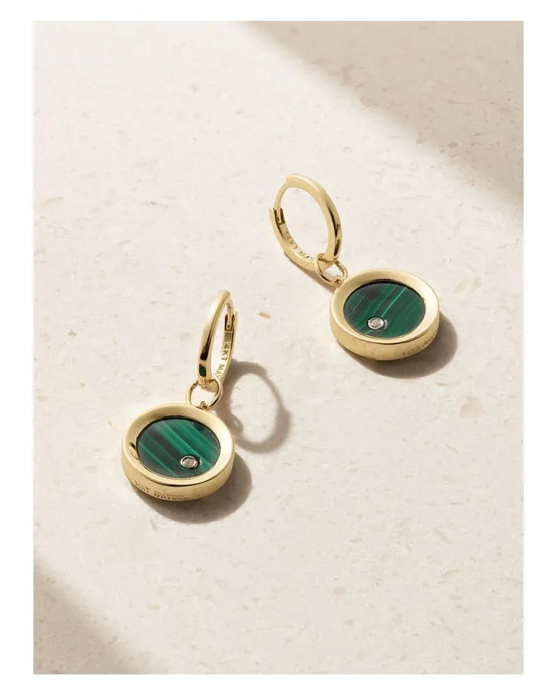 MATEO Convertible Ohrringe Aus 14 Karat Gold Mit Malachiten Und Diamanten - Grün Grün