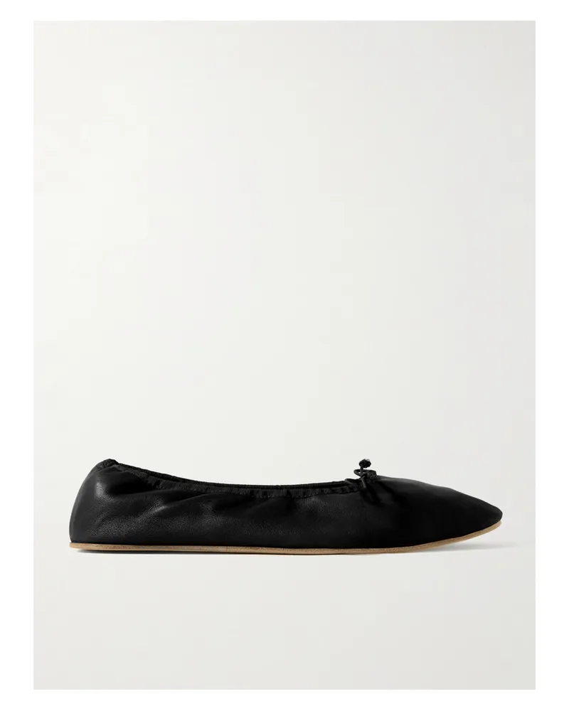 The Row Leather Ballet Flats - Black Black