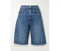 The Half Pipe Bermuda Fray Denim Shorts - Blue