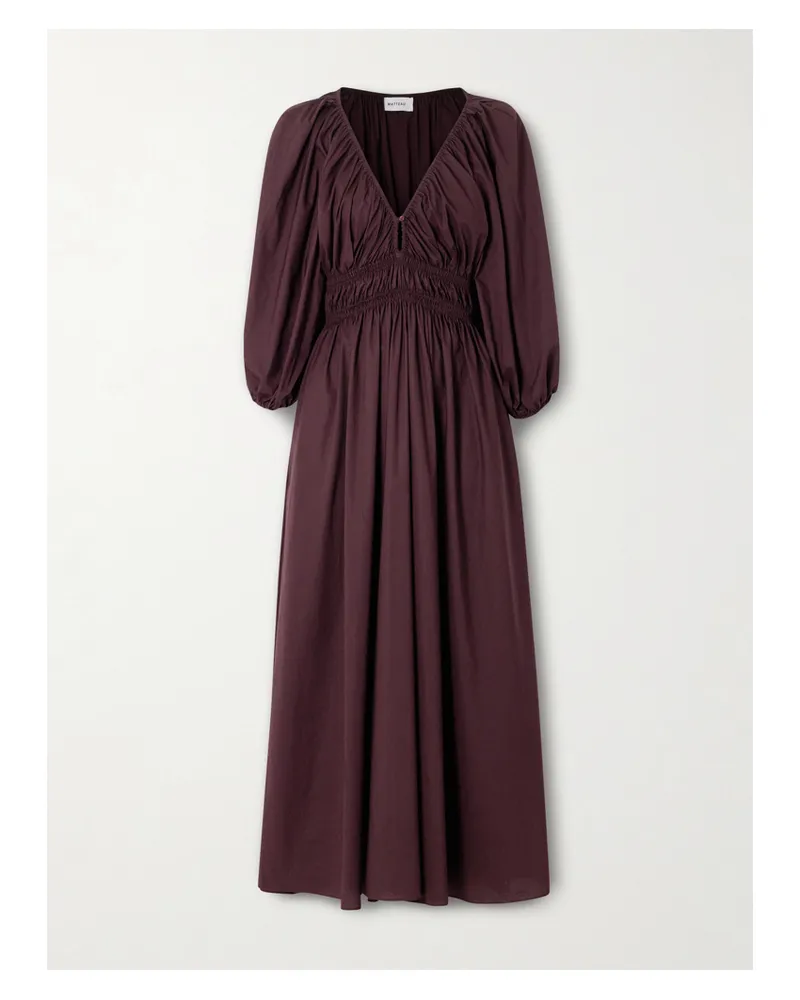 Matteau Midikleid Aus Biobaumwollpopeline Mit Raffungen - Burgunder Burgunder