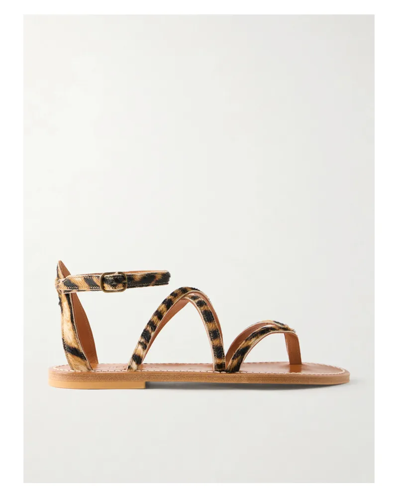 K.Jacques  Epicure Leopard-print Calf Hair Thong Sandals - Brown Brown