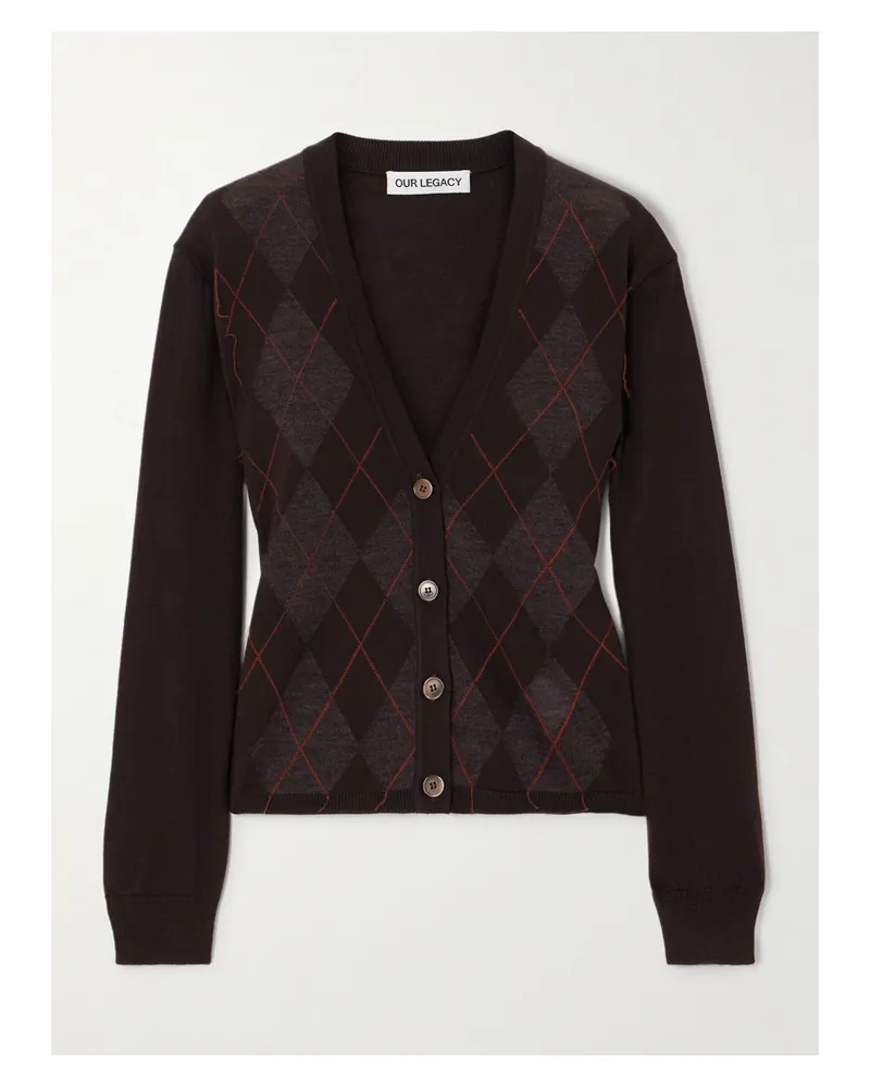 Our Legacy Ivy Cardigan Aus Wolle Mit Argyle-muster - Braun Braun