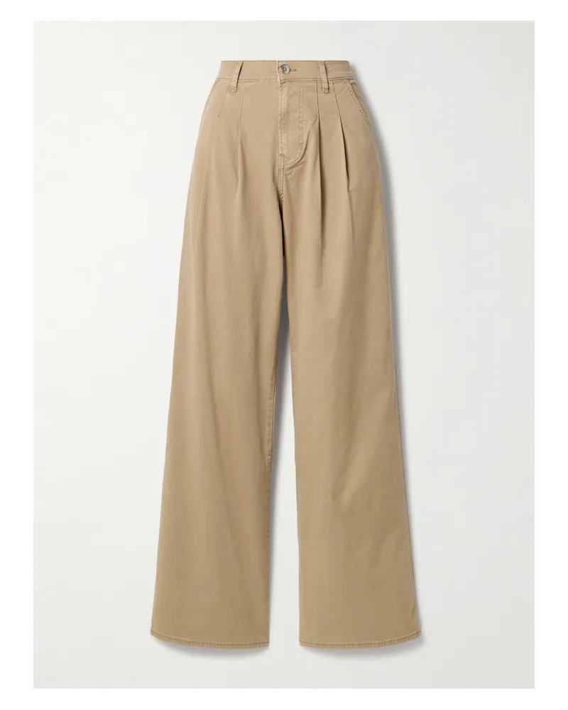 Veronica Beard Mia Hose Mit Weitem Bein Aus Twill Aus Einer Baumwollmischung Mit Bundfalten - Neutral Neutral