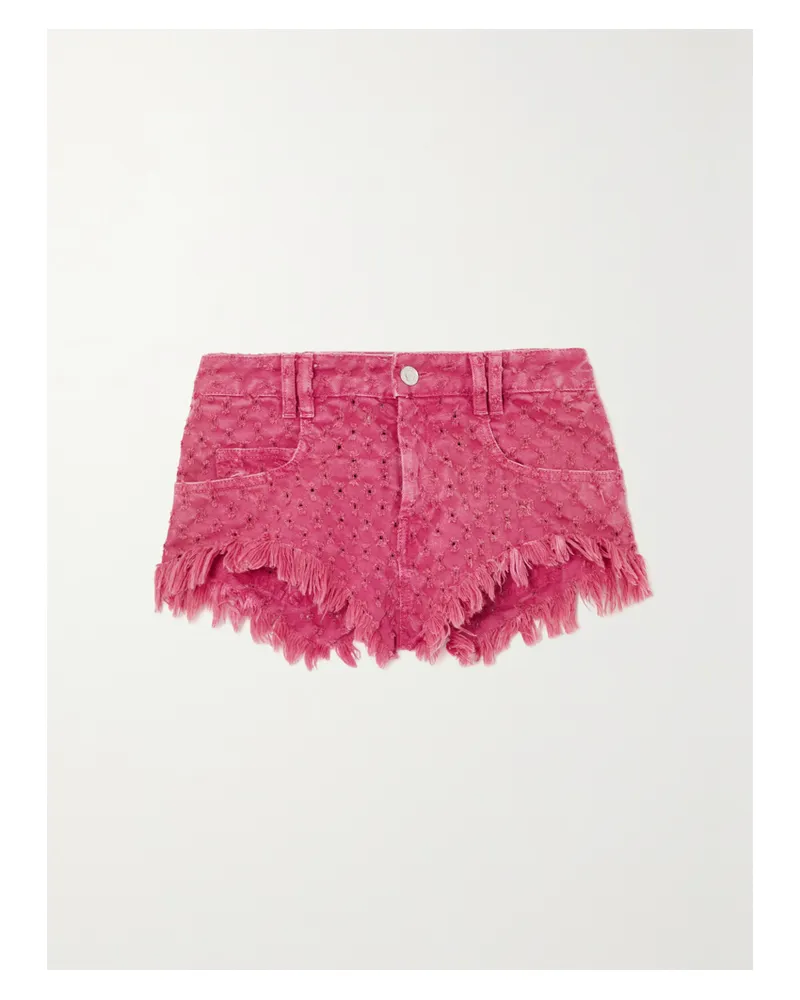 Isabel Marant Aneida Jeansshorts In Distressed-optik Mit Fransen - Pink Pink