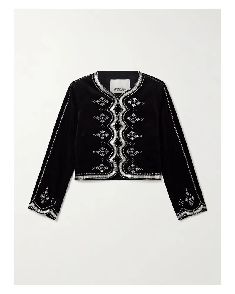 Isabel Marant Hady Jacke Aus Baumwollsamt Mit Verzierungen - Schwarz Schwarz