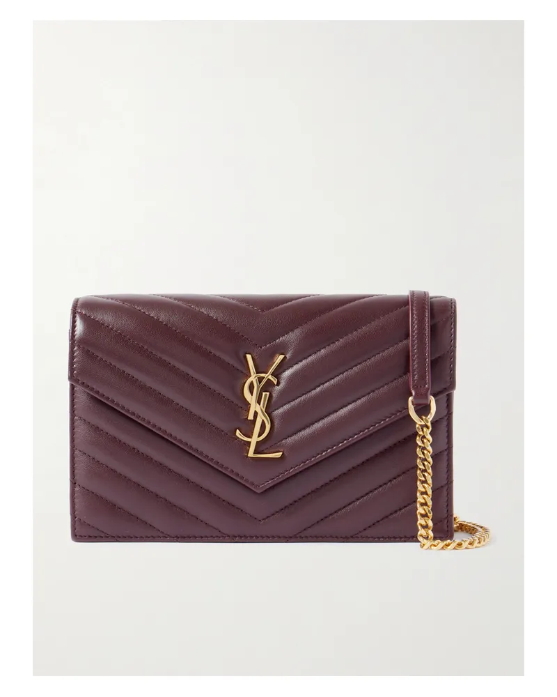 Saint Laurent Cassandre Matelassé Leather Shoulder Bag - Burgundy Burgundy