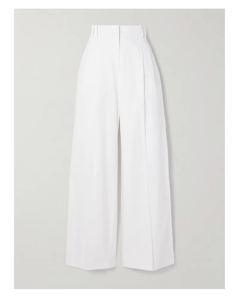 Another Tomorrow Net Sustain Hose Mit Weitem Bein Aus Leinen Mit Falten - Weiß Weiß