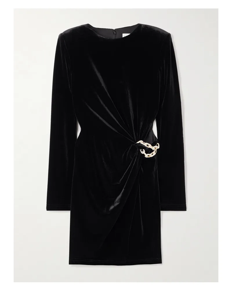 Self-Portrait Minikleid Aus Samt Mit Verzierung - Schwarz Schwarz